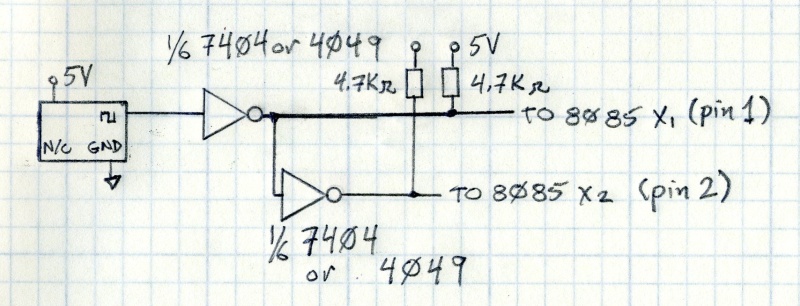 8085 Clock Circuit Using Invertors.