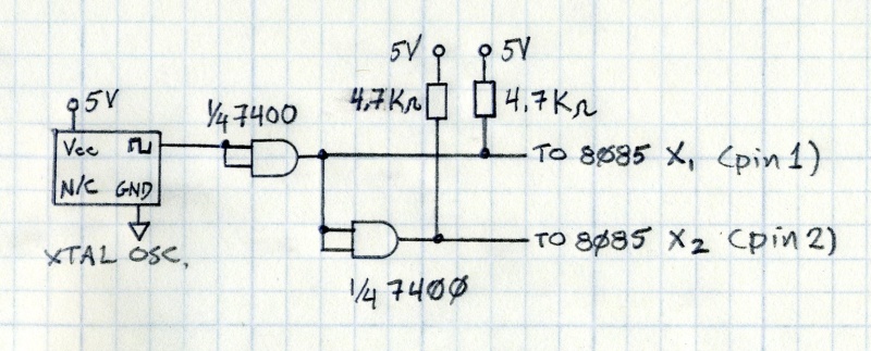 8085 Clock Circuit Using NAND Gates.